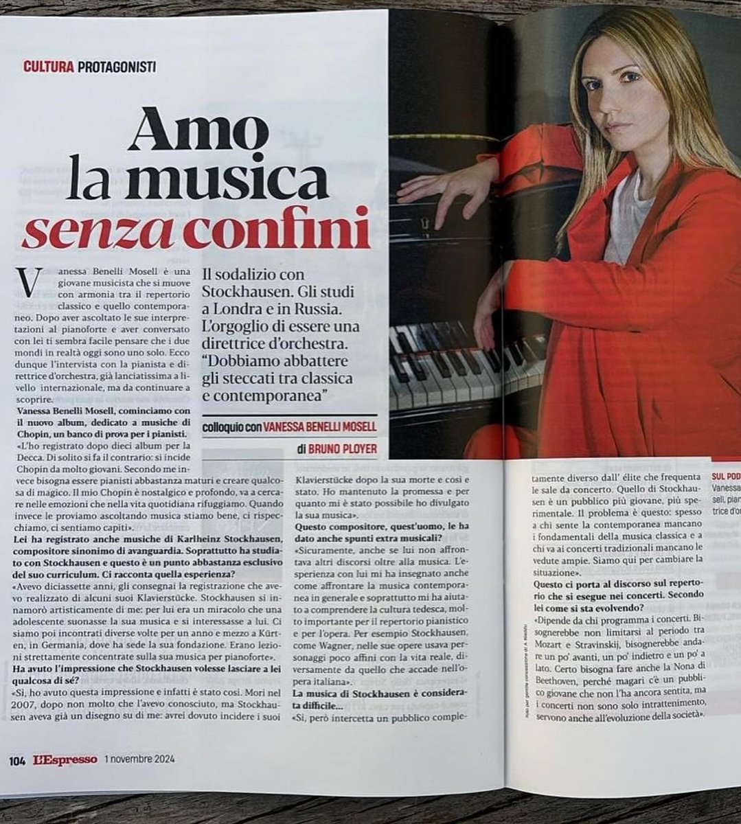 vbenellimosell's tweet photo. Da oggi sull’ L'Espresso, mia intervista con il giornalista Bruno Ployer. 

#vanessabenellimosell #direttrice #classicalmusic #musicaclassica #piano #orchestra #opera #chopin #teatro #conductor #classicalmusicians https://t.co/LGOJS3Z8wR