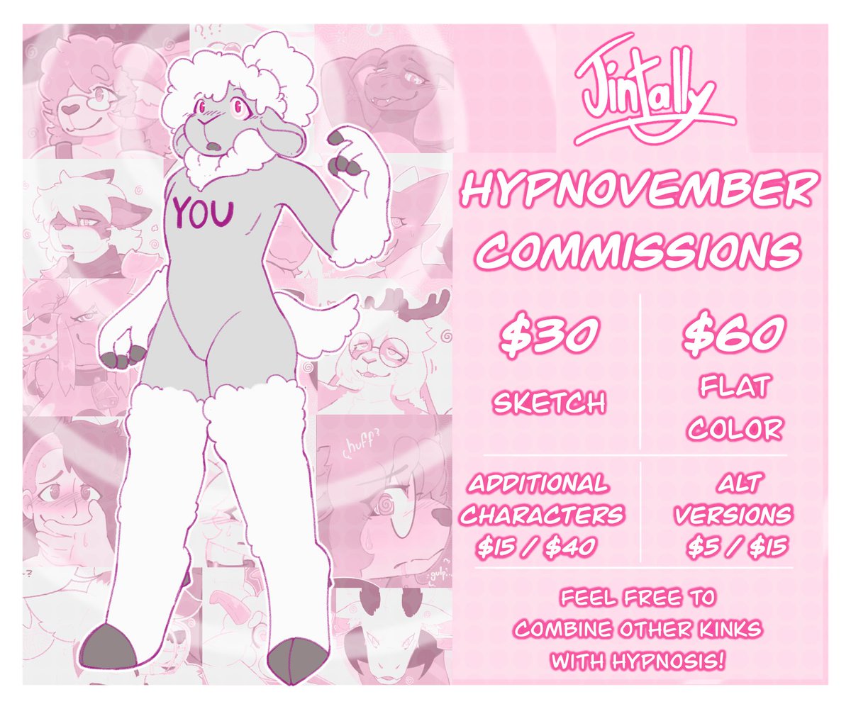 ✨💕Good morning, everyone! We’re open for Hypnovember slots!

For this batch, I’m focused on drawing hypnosis-based pieces! Of course, one of the nice parts of hypnosis is how many things it can be combined with…

If you’re interested, shoot me a DM! Have a great month💕✨