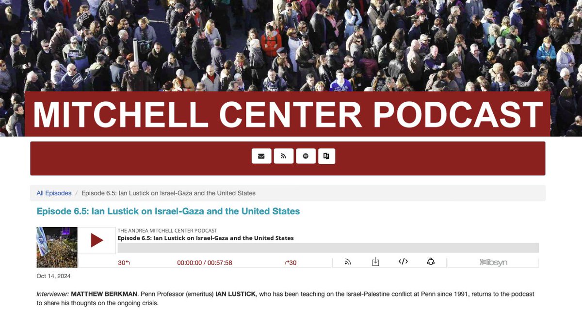 Ian Lustick, a PIR Editorial Board member, did an interview recently with the Andrea Mitchell Center at the University of Pennsylvania.  It focuses on the reinforcing afflictions of McCarthyist vigilantism by so-called pro-Israel advocates and rising anti-Semitism.  /1
