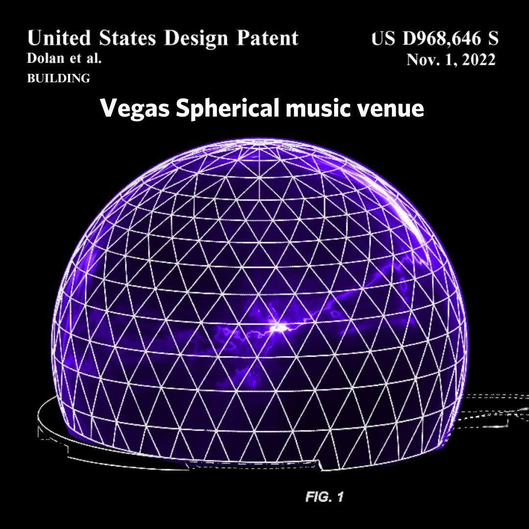 #OTD in 2022, design patent No. 968,651 was issued for a building that is now turning heads on the Las Vegas strip for its dazzling – and sometimes unexpected – displays. The patent showcases the design of the venue, an architectural marvel that lights up the Las Vegas skyline.