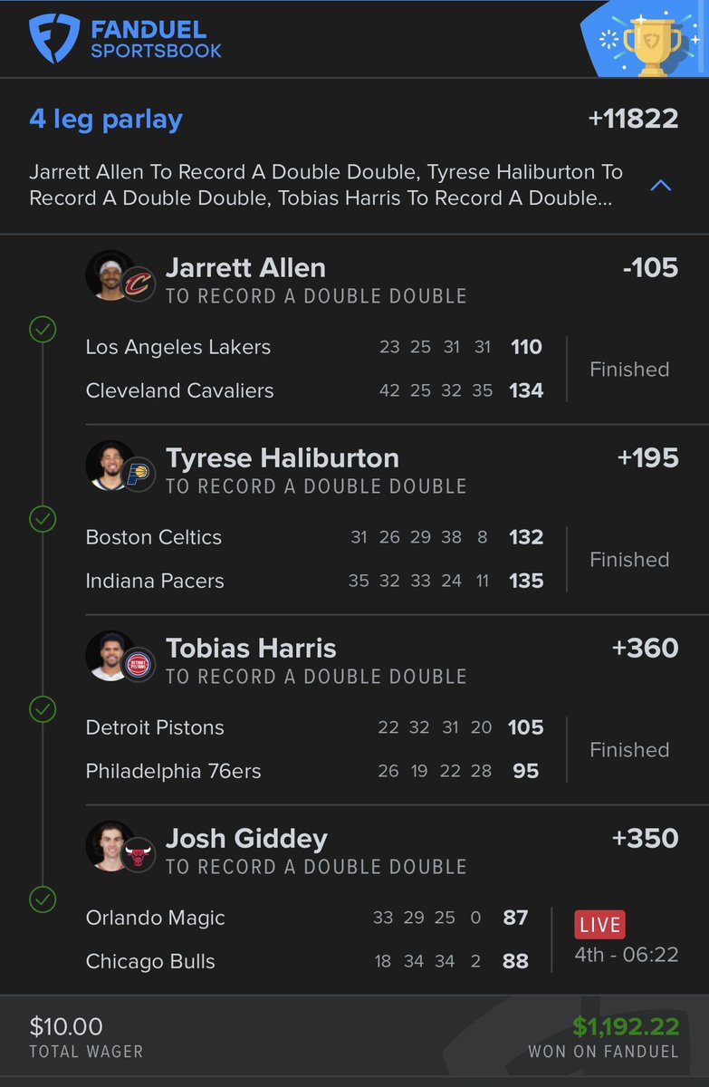 PZKA11's tweet photo. Giddey game in clutch 💰 
$10->$1,192.22 
#gamblingx #parlay #nba https://t.co/6YlIHxQv6q