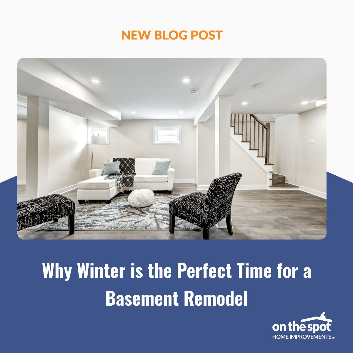 OnTheSpot_Home's tweet photo. Transform your basement this winter! ❄️

 A winter remodel is perfect for creating cozy, functional space that adds value to your home. From entertainment rooms to guest suites, check out our latest blog for ideas to make your basement a year-round favorite! https://t.co/ORCpsi4Vyo