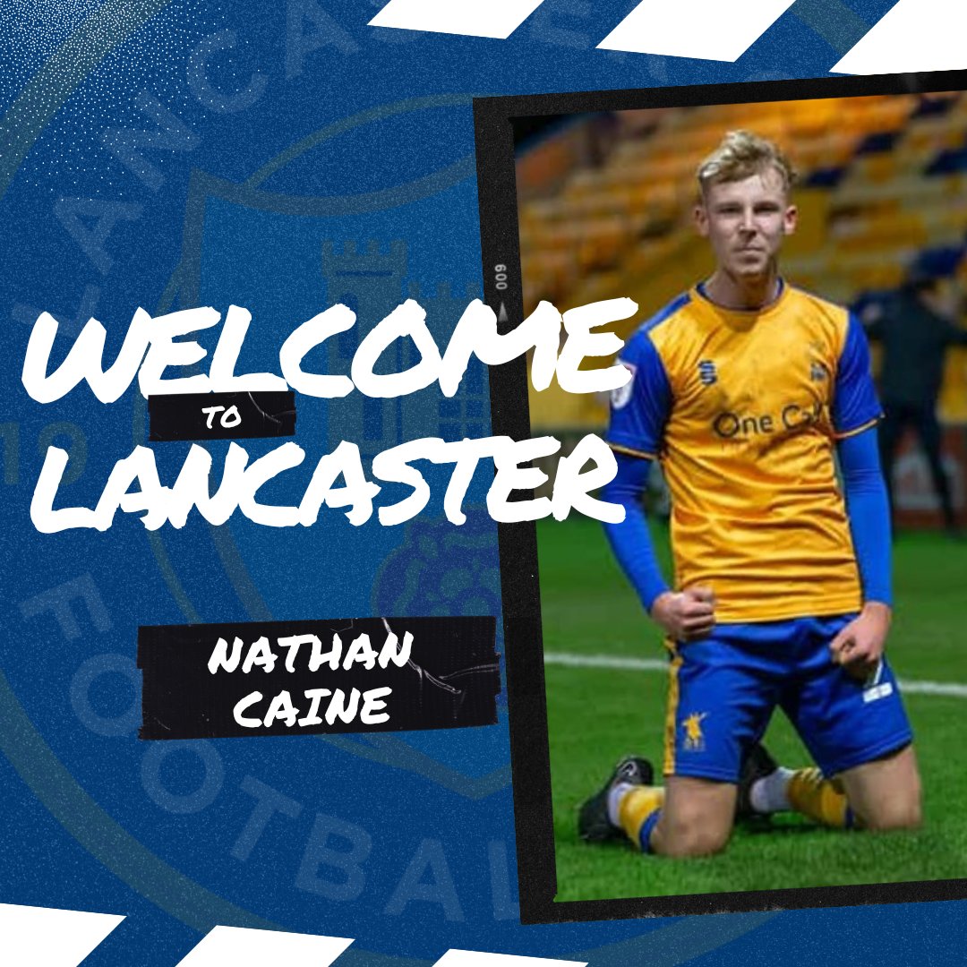 LancasterCityFC's tweet photo. 𝗪𝗲𝗹𝗰𝗼𝗺𝗲 𝘁𝗼 𝗟𝗮𝗻𝗰𝗮𝘀𝘁𝗲𝗿 𝗡𝗮𝘁𝗵𝗮𝗻!

Lancaster City are delighted to announce the signing of Midfielder Nathan Caine from Widnes.

https://t.co/R3FMhUqaJZ

Also, come back at 7pm ⏳

#YourCity • #COYDB • #ADAW https://t.co/iJixZWIQP7