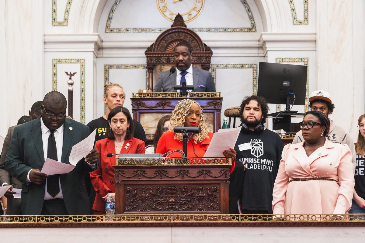 Stood with <a href="/ruephilacouncil/">Councilmember Rue Landau</a> as she honored <a href="/sunrisephilly/">Sunrise Philly</a> yesterday! 

As the Chair of the Committee on the Environment, I am proud to work alongside the Sunrise Movement, my Council colleagues, and our state-level partners including <a href="/repfiedler/">Rep. Elizabeth Fiedler</a> to lead our city into a more