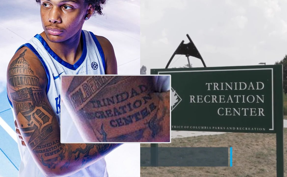 rarerookies's tweet image. They're promoting Acaden Lewis's commitment around the neighborhood in DC. He'll be announcing his decision on Saturday at the Trinidad Recreation Center, a place so significant to him that he got it tatted on his arm.