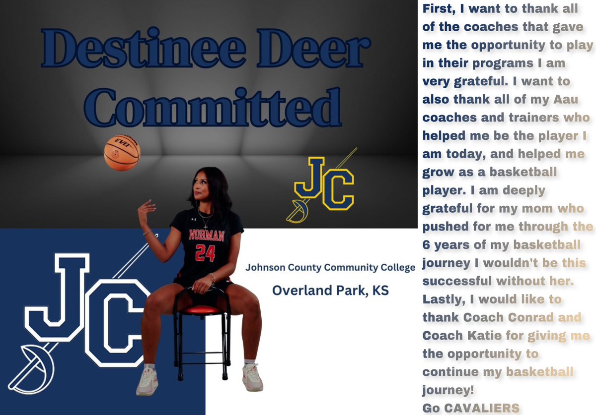 1000% Committed!! Go Cavaliers!💙💛
<a href="/JCCC_WBB/">JCCC Women’s Basketball</a> 
<a href="/OklahomaAcesGBB/">Oklahoma Aces</a> 
<a href="/NHSWBB/">Norman High Girls Basketball</a> 
<a href="/1KMedia_/">1K Media</a>