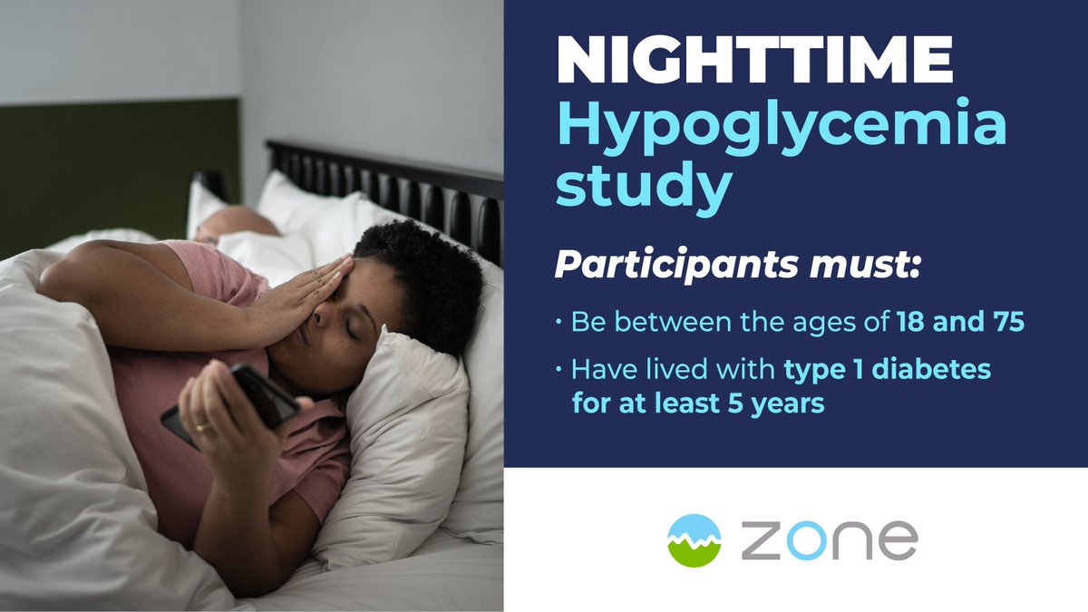 T1DExchange's tweet photo. Research study for people living with #T1D! See if you may be eligible for a #clinicaltrial to see if an investigational drug reduces the risk of low glucose levels at night.

https://t.co/hYg18AOarh https://t.co/uFXXIoSiVV