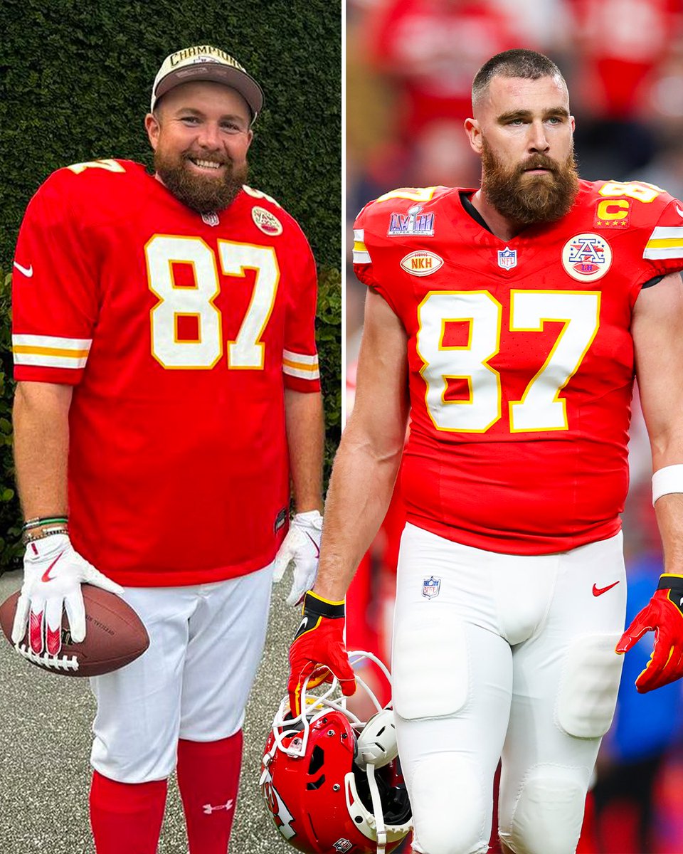 NFLUKIRE's tweet photo. Who wore it better? 😂

@ShaneLowryGolf dressed up as Travis Kelce for Halloween this year 🏌️‍♂️🇮🇪 https://t.co/f0kglsNrvf
