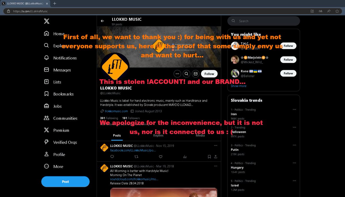 LlokkoRec's tweet photo. Thanks everyone for big support our brand :)

..but there are people who won't support us, but will harm us, you can find an illustrative example on the screens...
please don't do it, you know, if you don't like it, start your own label so you know what you have to put into it. https://t.co/51O7KzIpgn