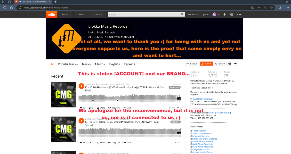 LlokkoRec's tweet photo. Thanks everyone for big support our brand :)

..but there are people who won't support us, but will harm us, you can find an illustrative example on the screens...
please don't do it, you know, if you don't like it, start your own label so you know what you have to put into it. https://t.co/51O7KzIpgn