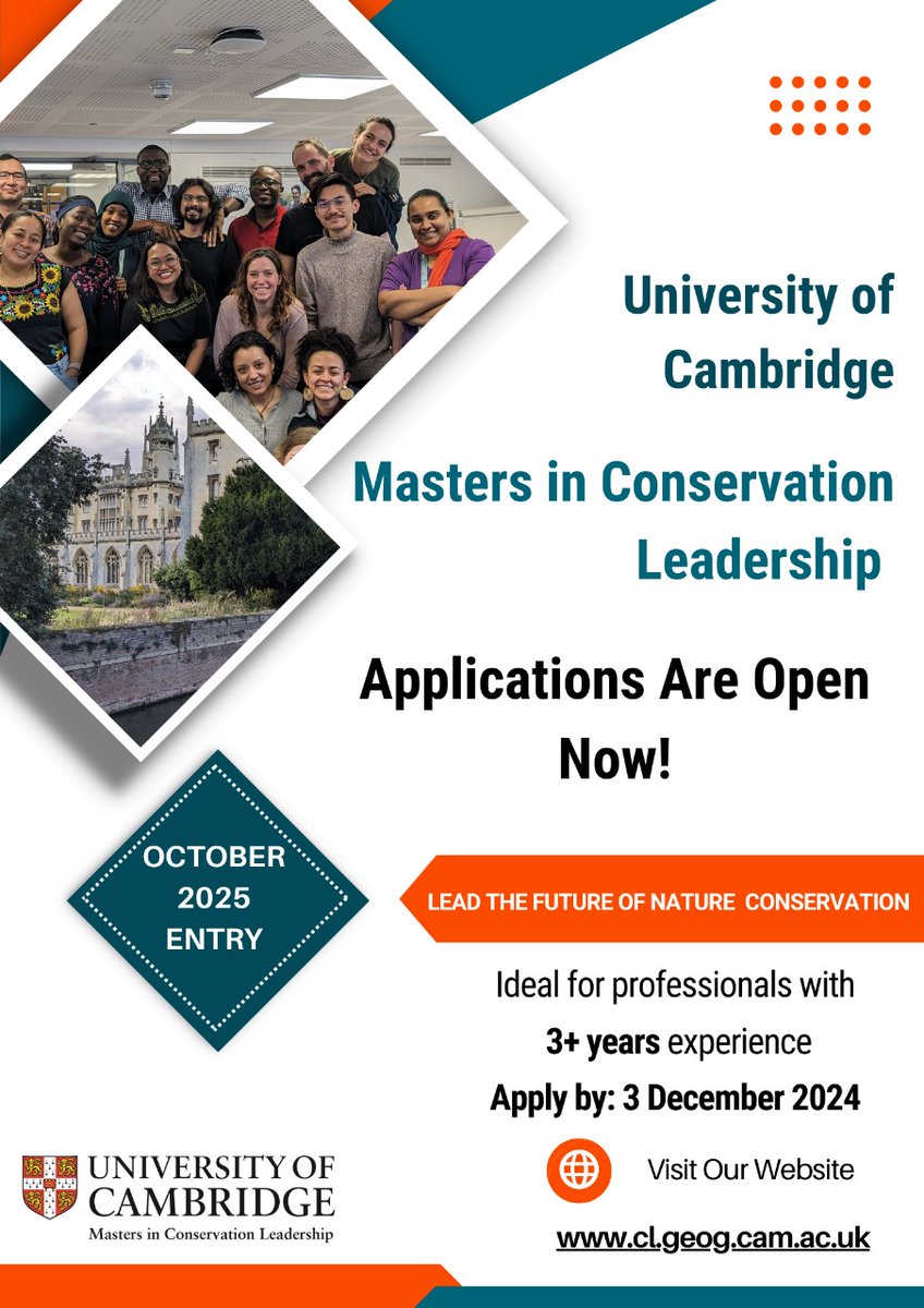 Cambridge Masters in Conservation Leadership (@mphilcl) on Twitter photo Curious about Conservation Leadership at Cambridge? Join our Live Q&A on 5th November. Meet our Director and learn about this unique master's. Register: cam-ac-uk.zoom.us/meeting/registโฆ Curious about Conservation Leadership at Cambridge? Join our Live Q&A on 5th November. Meet our Director and learn about this unique master's. Register: cam-ac-uk.zoom.us/meeting/registโฆ