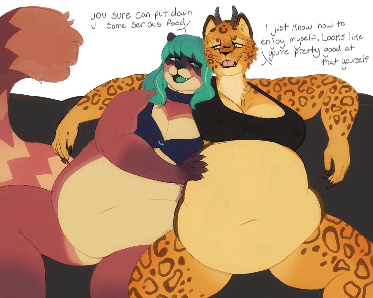 Piece I did for @Good4nothing8 of their girl Rachel and my girl Ginger relaxing after huge dinner~