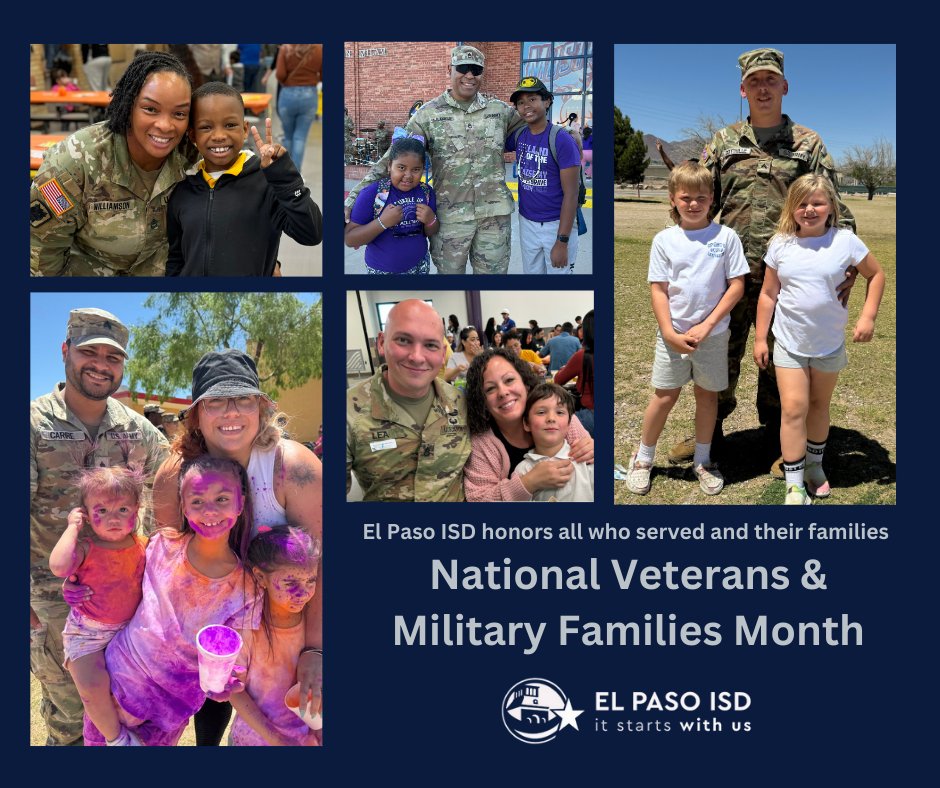 Thank you to our El Paso ISD past and present military families. We are grateful for your service. #nationalveteransday #militaryfamiliesmonth #fortbliss