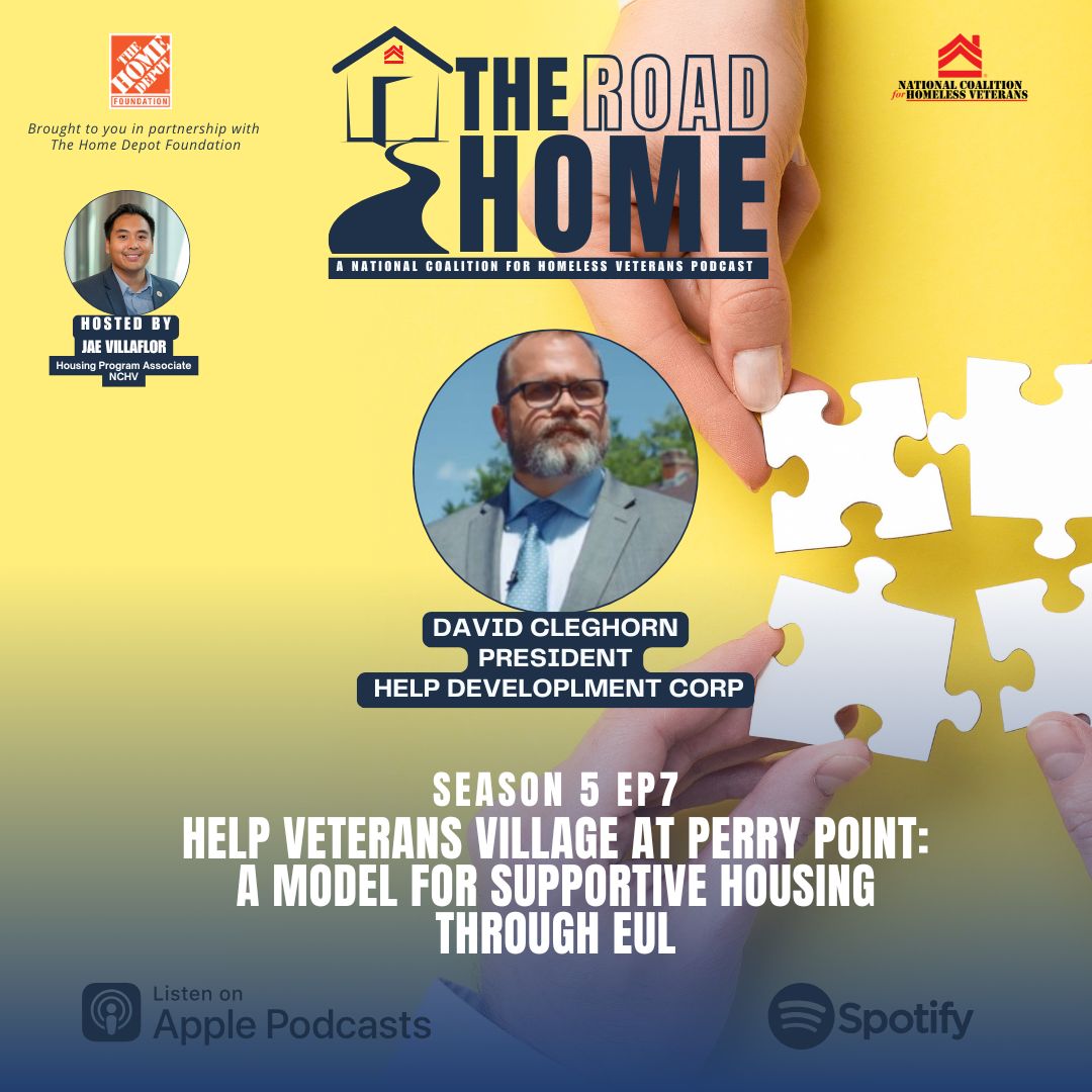 🎙️ New episode of The Road Home! Host Jae chats with @HelpDevCorp President David Cleghorn about the Enhanced Use Lease (EUL) Program and its impact on veteran housing.

Listen now: bit.ly/S5-EP7-TRH
#NCHV #VeteranHousing #SupportiveHousing #TEAMDEPOT
