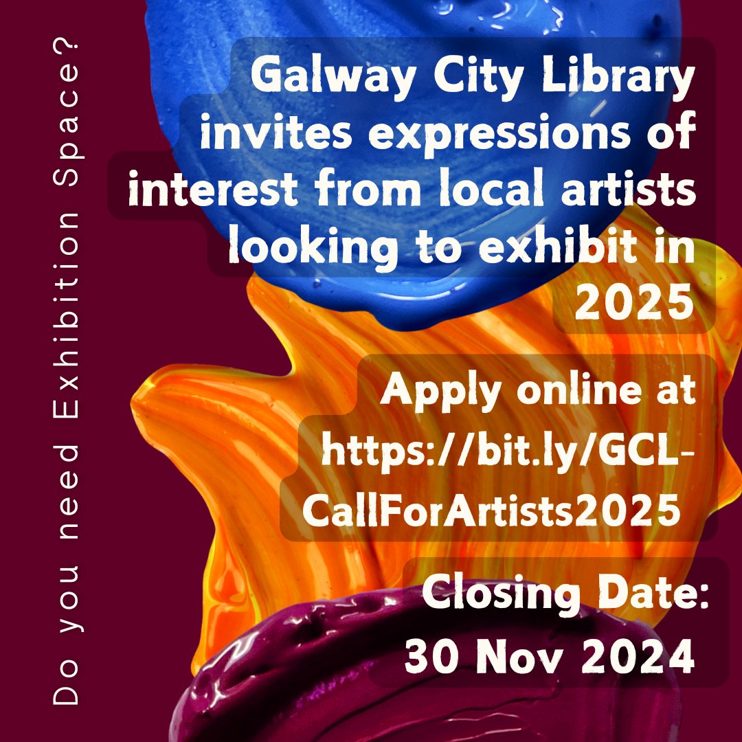 galwaycitylib's tweet image. Looking for exhibition space in Galway?   
➡️ bit.ly/GCL-CallForArt….  Closing date: 30 Nov.
#ExhibitionSpace #ArtAtTheLibrary #GalwayLibraries100 #GalwayArtists

@GalwayCoCo @GalwayCityCo @LibrariesGalway @LibrariesIre @galwayartstrail @GalwayArtsCentr @CityArtsGalway