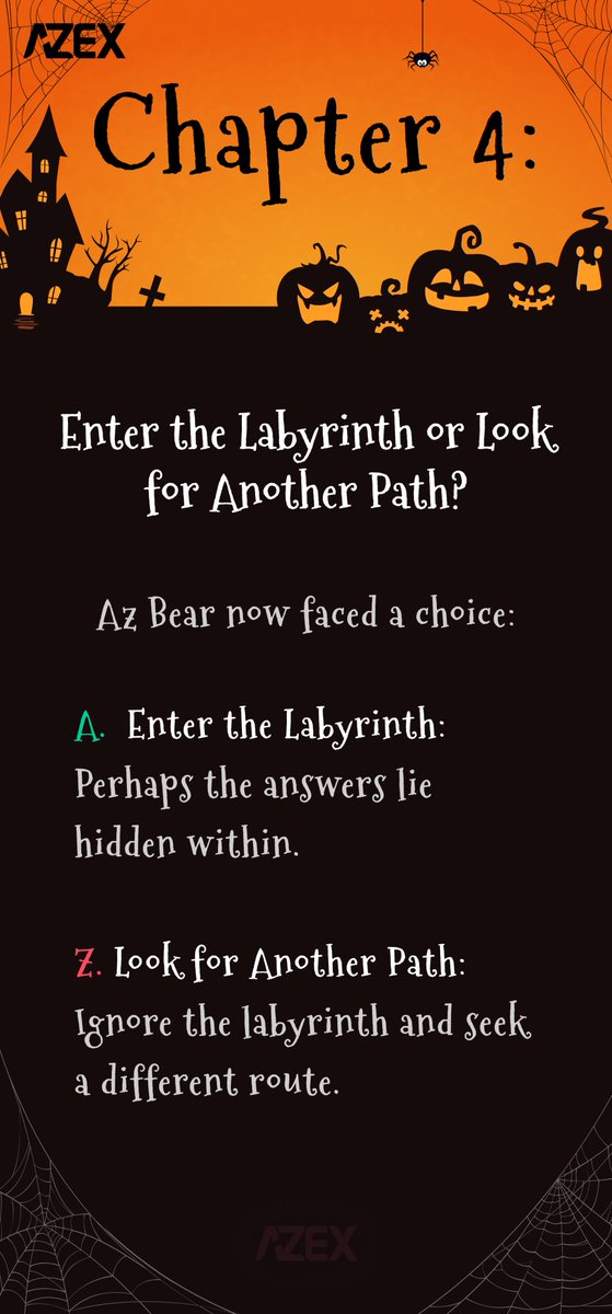 azex_io's tweet photo. Enter the Labyrinth or Look for Another Path?
Az Bear now faced a choice:
A) Enter the Labyrinth: Perhaps the answers lie hidden within.
Z) Look for Another Path: Ignore the labyrinth and seek a different route.
#AZEX #AZBear #DeFi #Dex $BTC $AZT $Bera #Berachain https://t.co/VftV2u1Qx7