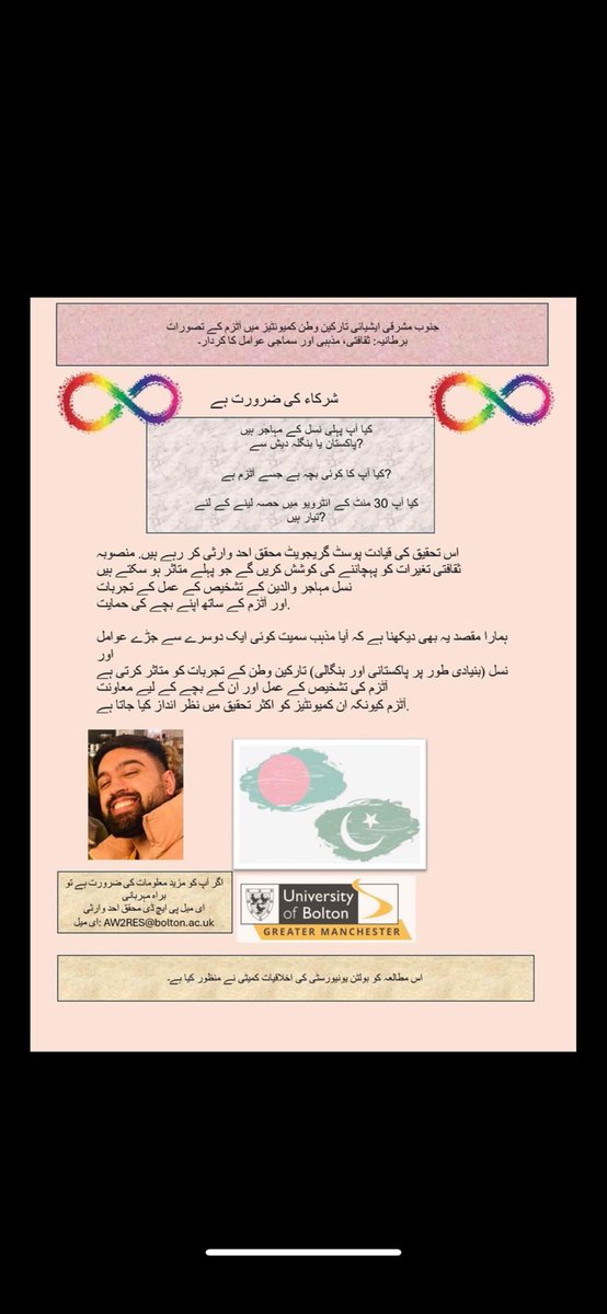 *STILL RECRUITING IMMIGRANT PARENTS*

PhD recruitment

If anyone is a first generation migrant parent living in the UK that comes from a Pakistani and Bangladeshi community that has a child with autism please email me!