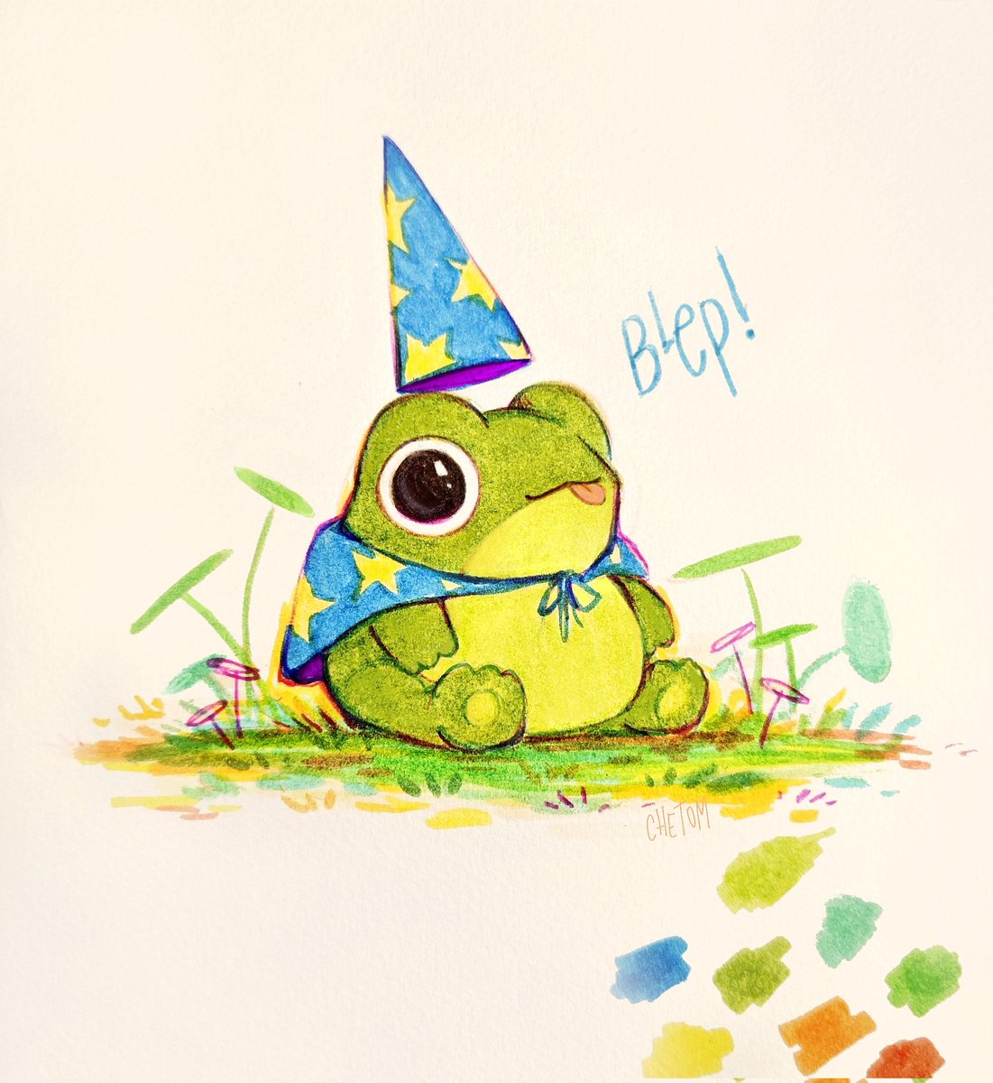 chetom_'s tweet photo. happy frog Friday!! 🐸🌟 blep! https://t.co/xYyVGTbazY