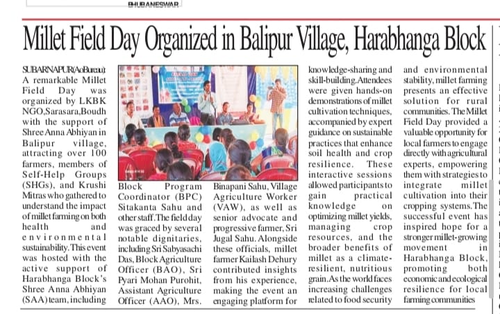 lkbkboudh's tweet photo. #LKBK Thank you, print and electronic media, for covering Millets Field Day at Balipur📰📺Your support helps promote sustainable agriculture practices and reach a wider audience! 🌾🌱 https://t.co/MF0UVU7hew 
@MilletsOdisha
@WASSANIndia @dmboudh @cdaoboudh @KVSinghDeo1 https://t.co/omr9oJDV0m