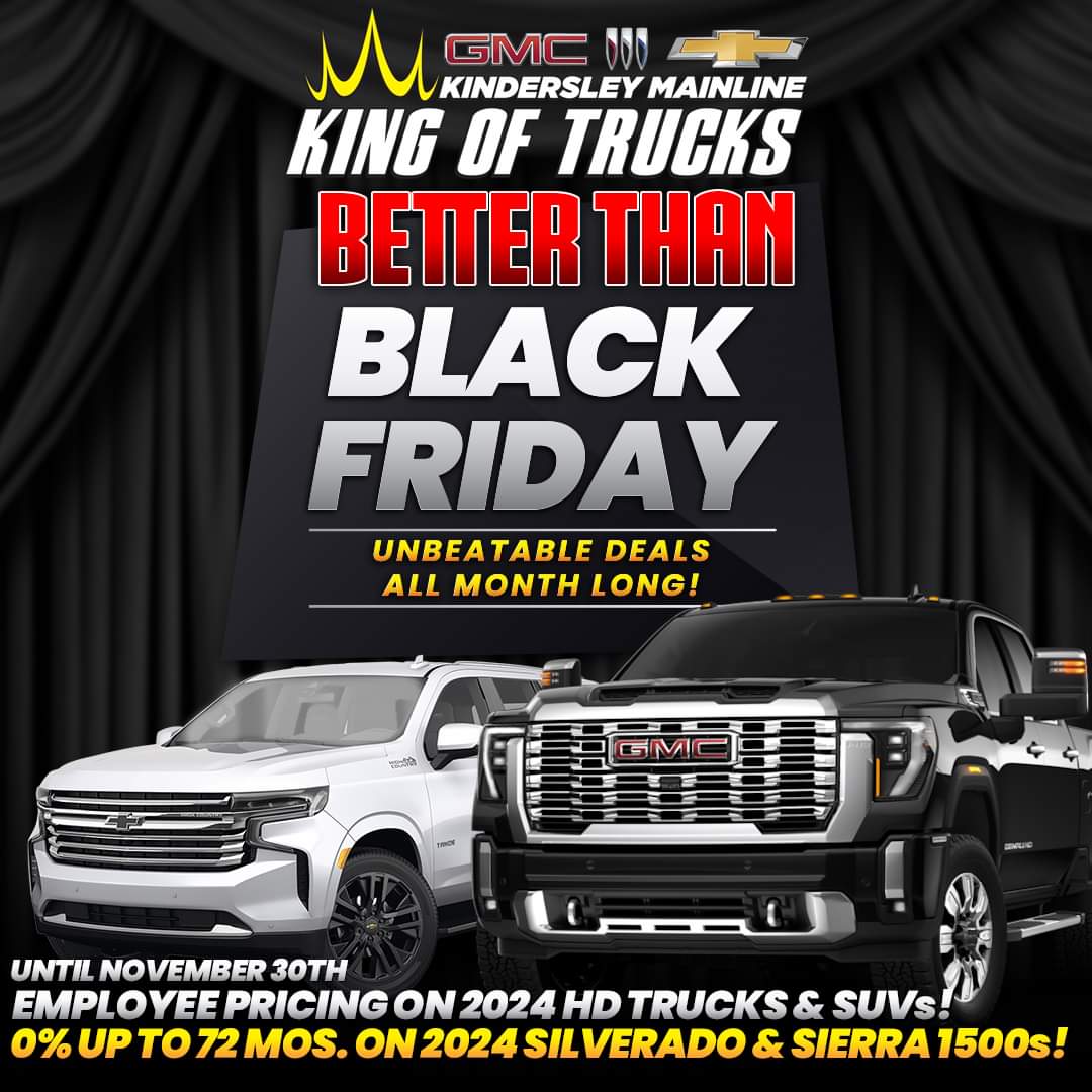 Black Friday is stupid. Why settle for one day of "sales" when you can get your #unbeatabledeal ALL MONTH LONG at #KindersleyKingOfTrucks?! 0% financing, Employee Pricing, and more! Call 1 (306) 463-2653 or visit kindersleymainline.net, today! #ALWAYSWorthTheDrive