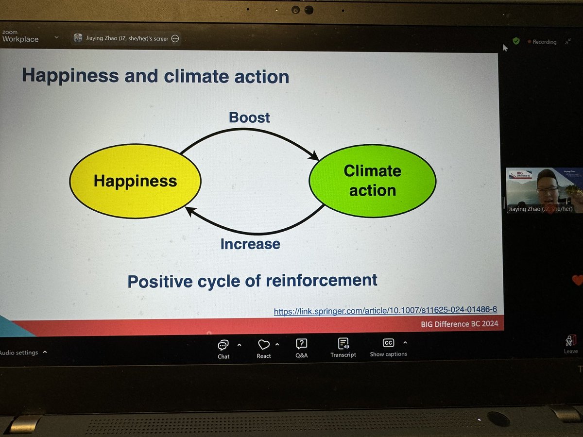 IAmCarlJensen's tweet photo. The legendary JZ, @jiayingzhao, delivers an excellent keynote to open #BIGDifferenceBC, Nudging Climate Action & Happiness! LOVE the quote, “The desire to be happy is universal”! #nudge #nudgeforgood #BCBIG #UBCDIBS #WorkSafeBC #behaviouralinsights https://t.co/97MVBlkGkw