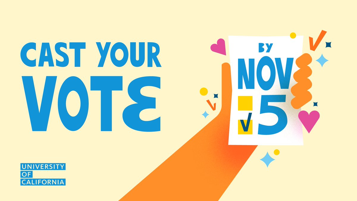 We know you’re busy — don’t put voting off! You can even vote before Election Day. Here’s how ⬇️  bit.ly/UC_vote  

#UCVotes #GetOutTheVote