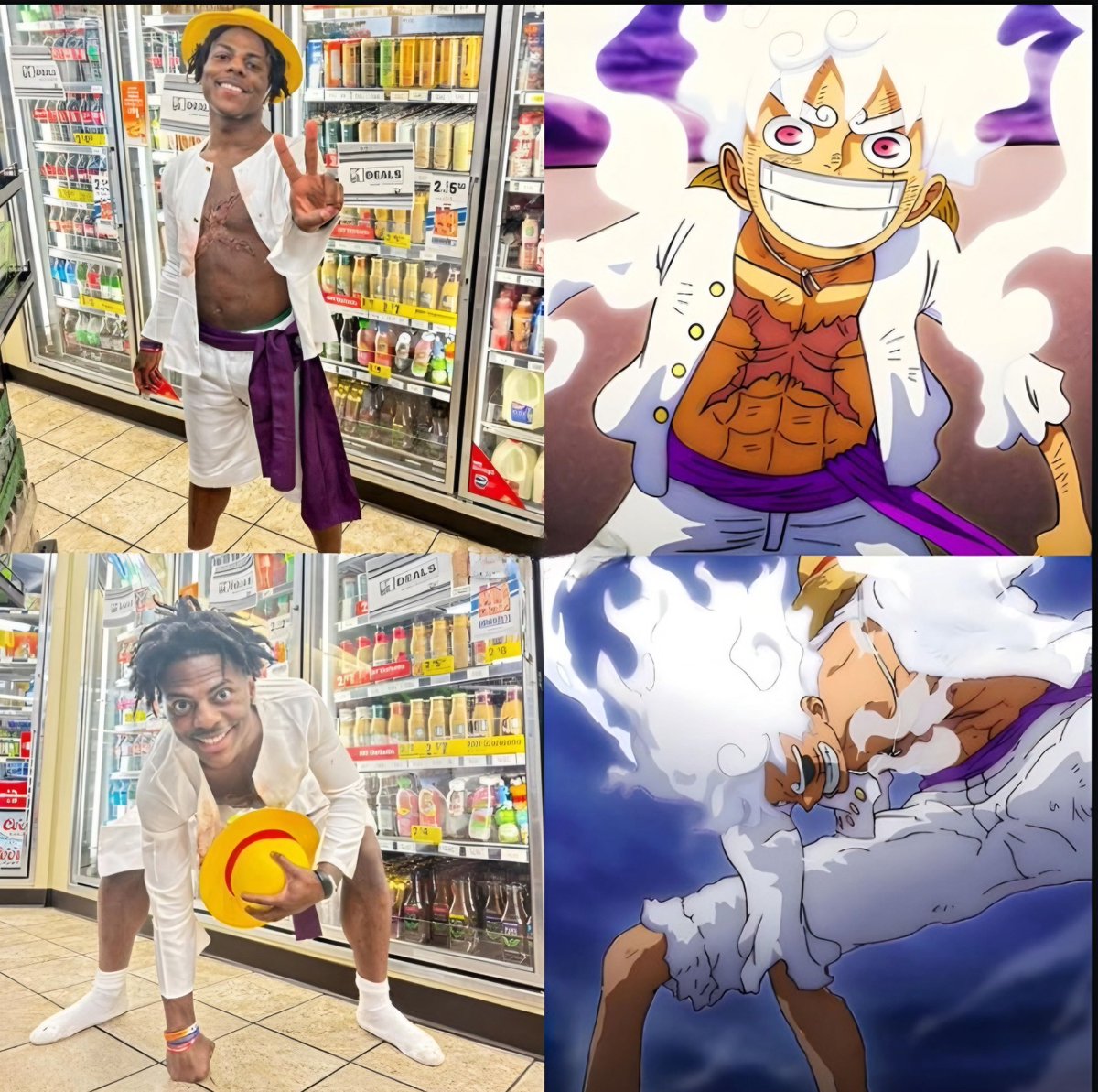 Speed dressed up as gear 5 luffy