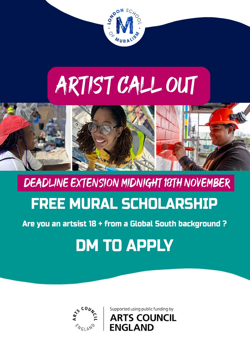 lsomuralism's tweet photo. Good News: the deadline to apply for our 2 scholarships for global south artists to join our course has been pushed back until Midnight 18th of November. 

To apply send us a message 
Pls RTWT https://t.co/9g3RtViOxt