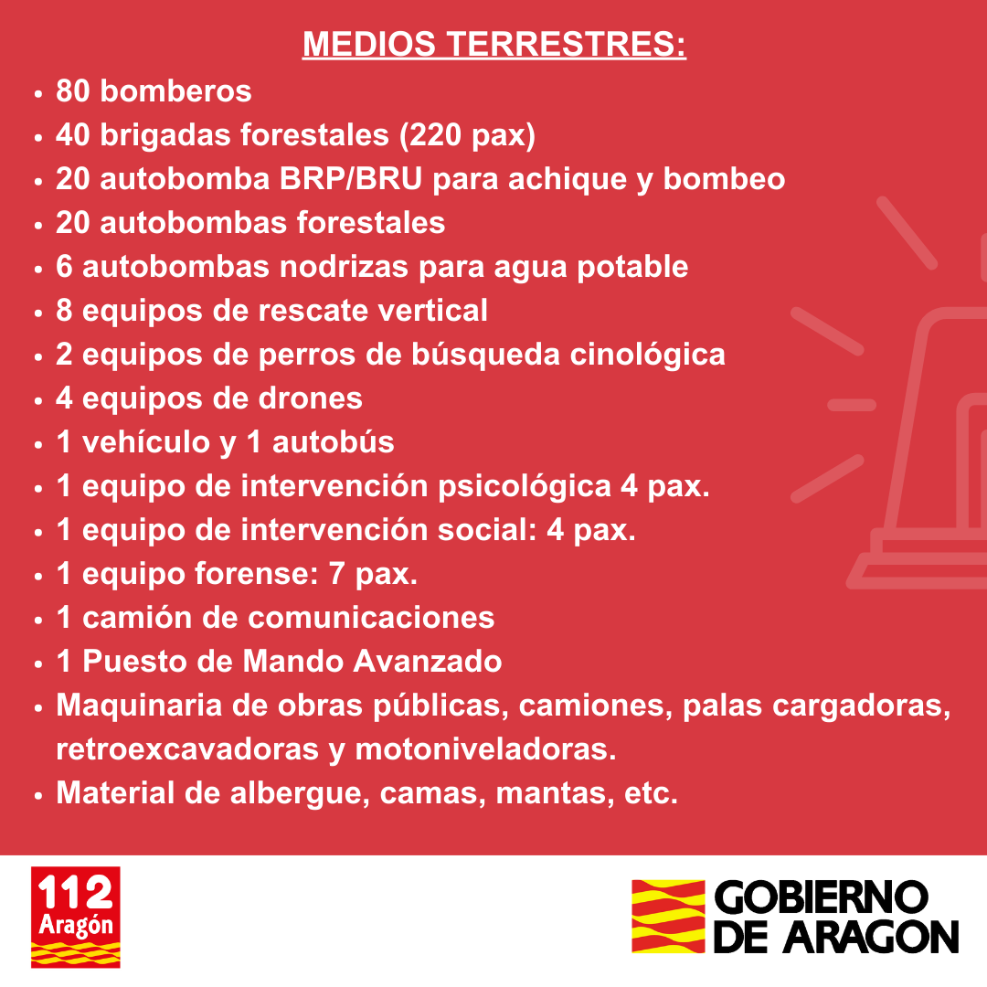 🚨Aragón amplía el listado de medios preparados para colaborar inmediatamente en la tragedia de Valencia.

➕A los medios materiales y humanos ya anunciados, se unen médicos forenses, psicólogos y vehículos de comunicaciones y Puesto de Mando Avanzado.

ℹ️ tinyurl.com/bdd5fahj
