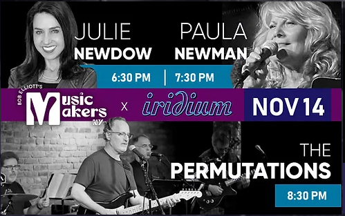 Come 4 Julie &amp; Paula. STAY for The Permutations! Big REUNION show (haven't seen each other since last week)! A Thursday night - awesome! It's Iridium - also awesome! They sell beer - super awesome! We start with the songs we actually know so don't be late!
tinyurl.com/uyz5fnfd