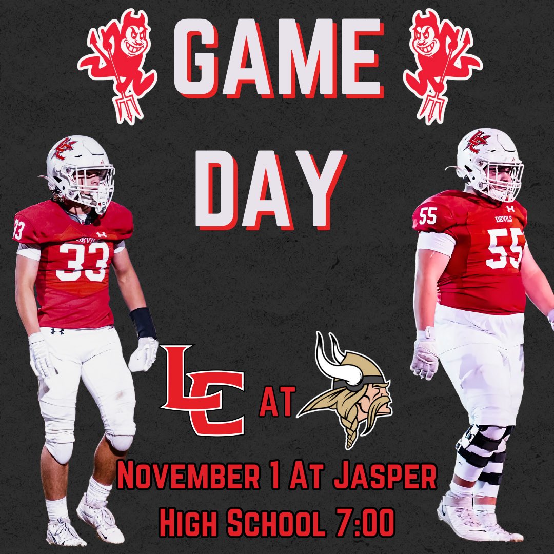 LCHSRedDevilFB's tweet photo. 🚨 Game #10 @ 6A Jasper 🚨
🏟️ Ki-Ro Gambrell Field
📍1601 Highland Avenue, Jasper AL
🎟️ https://t.co/pDzRH5UVpm
📺 LC Network https://t.co/Mql17T7X4D
📻 WALW 97.9 https://t.co/zMLlD0q0p1
📺 JHS NFHS https://t.co/LpmTYWXdS7
📈 Live Stats https://t.co/pyZpeuD0tk
📷 Sutton Phillips https://t.co/Foi5alJUSk
