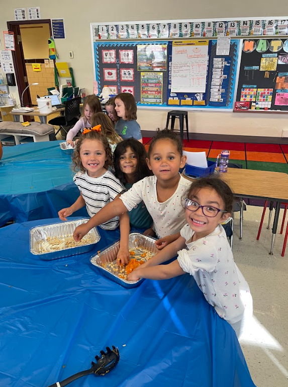 Pumpkins and pigskin! Our high school football players teamed up with Mr. Andrews' kindergarten class at #YTE for a hands-on pumpkin investigation! It was a field trip in their classroom, blending big-kid leadership with curious, little-kid wonder.