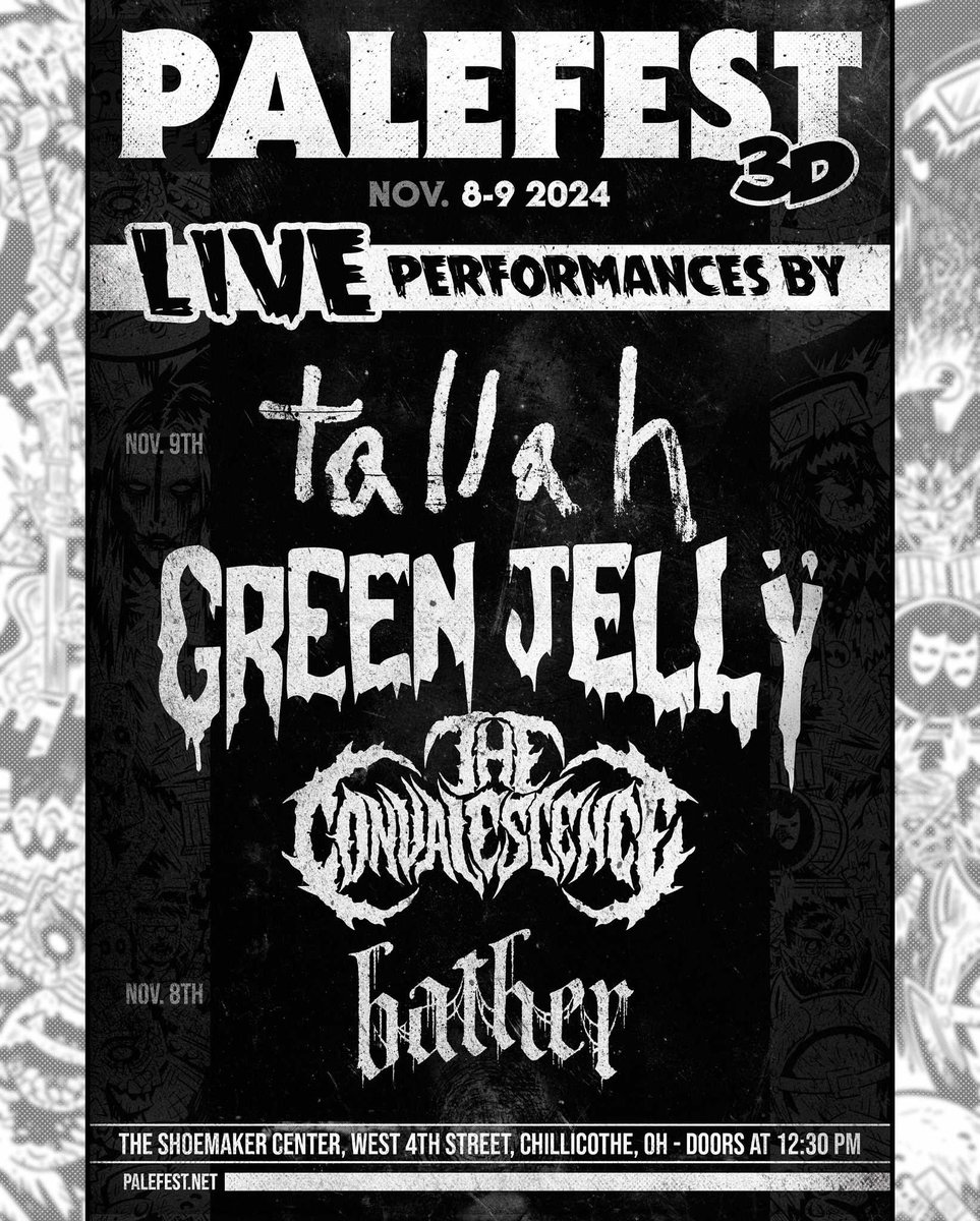 TCONband's tweet photo. Nov.9th! The Convalescence will be performing our final show of 2024 with Green Jello & Tallah in Chillicothe, OH at PALEFEST!
Get Tickets at https://t.co/Jc1MRLkhk5
#TheConvalescence #GreenJello #Tallah #Palefest #Horror #DeathMetal #Deathcore #Zombies https://t.co/Gsa78gxF53