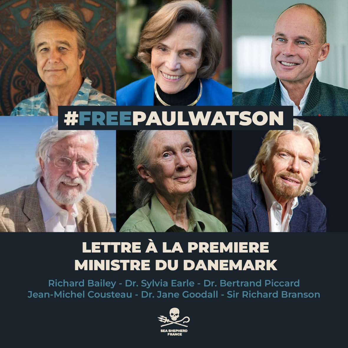 SeaShepherdFran's tweet image. Merci au Dr @JaneGoodallInst, @SylviaEarle, @richardbranson, Jean-Michel Cousteau, @bertrandpiccard et Richard Bailey pour cette lettre ouverte à Mette Frederiksen, Première ministre du Danemark à qui ils rappellent le caractère cruel, inutile (et aujourd’hui illégal) de la…