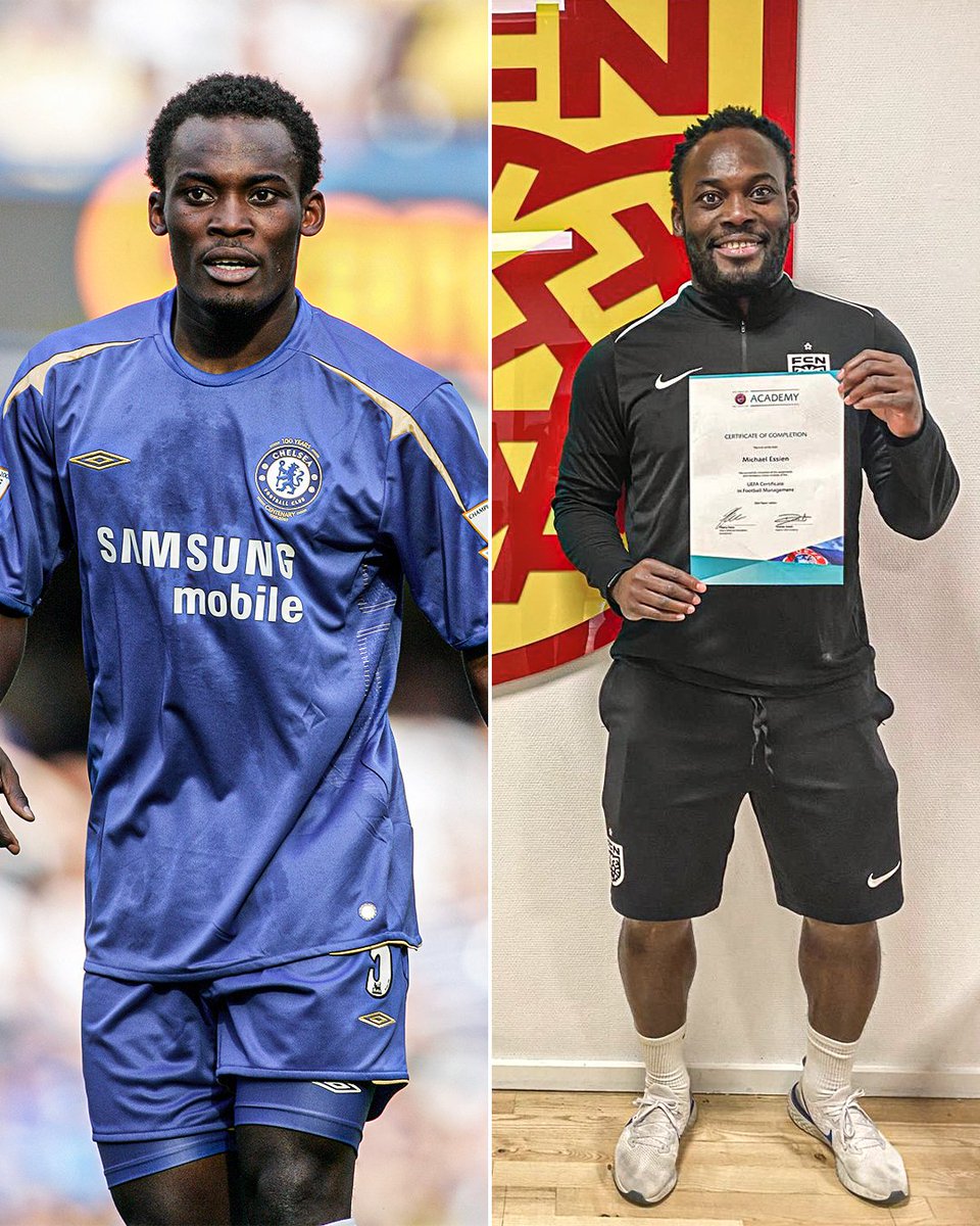 ESPNAfrica's tweet image. Michael Essien has earned his UEFA license in football management.

Time flies 🥹