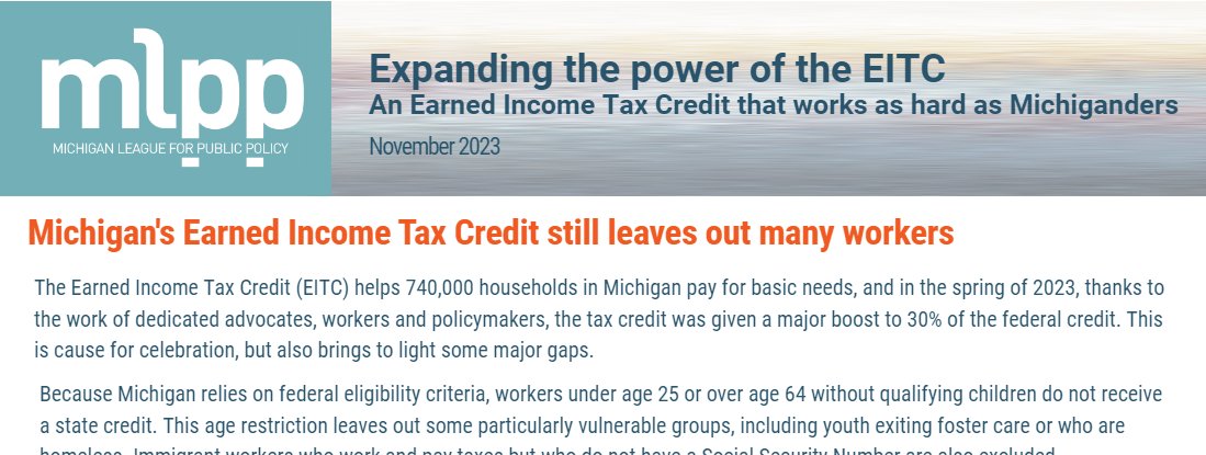 MichLeague's tweet photo. It's Fact Sheet Friday!
Today's spotlight: Expanding eligibility for the state Earned Income Tax Credit to help families and workers who are currently excluded at the federal level. Check it out here: https://t.co/Vpa5HWcE9A
#Michigan #EITC https://t.co/2eFNlioqJ3