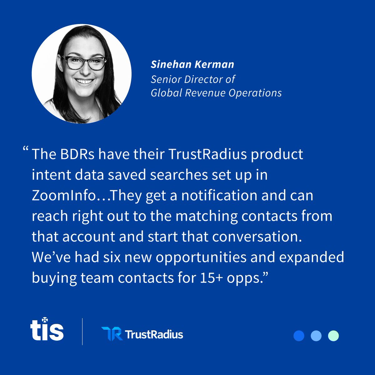 trustradius's tweet photo. π #CustomerSpotlight
β³ π #TreasuryManagement
β³ π #TIS
Sinehan Kerman of TIS knew she had two powerful tools in her arsenal with #DownstreamIntentData from TrustRadius and @ZoomInfo Sales.
π Discover what happened when she put them together: https://t.co/FbJbxpsS0I https://t.co/BJFyXTLtEE