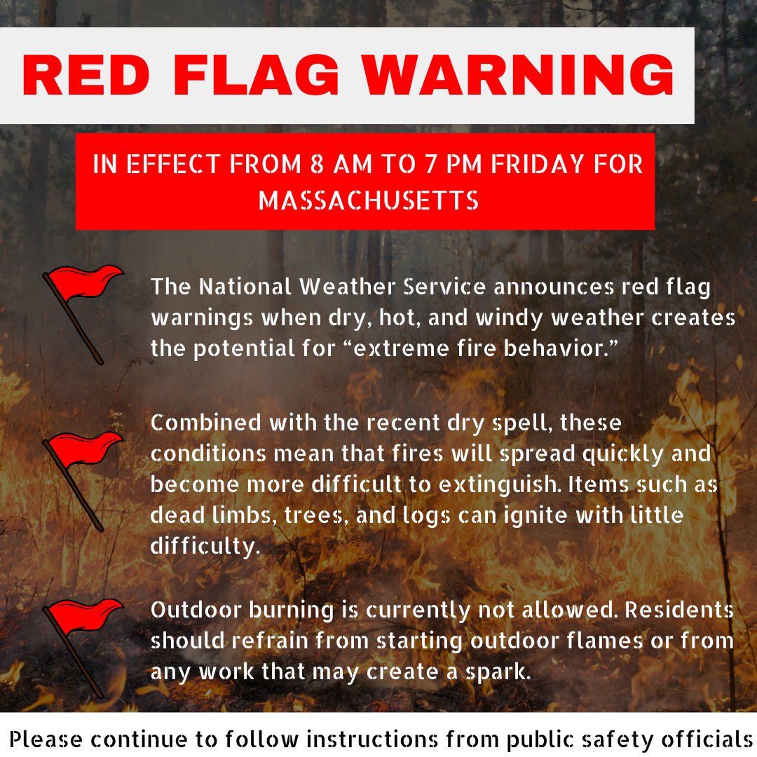 Easton Fire Department Warns Residents of Red Flag Warning, Increased Fire Risk:   The Easton Fire Department shares that the National Weather Service issued a Red Flag Warning at 8 a.m. Friday. The National Weather Service announces Red Flag Warnings… eastonfire.com/2024/11/01/eas…