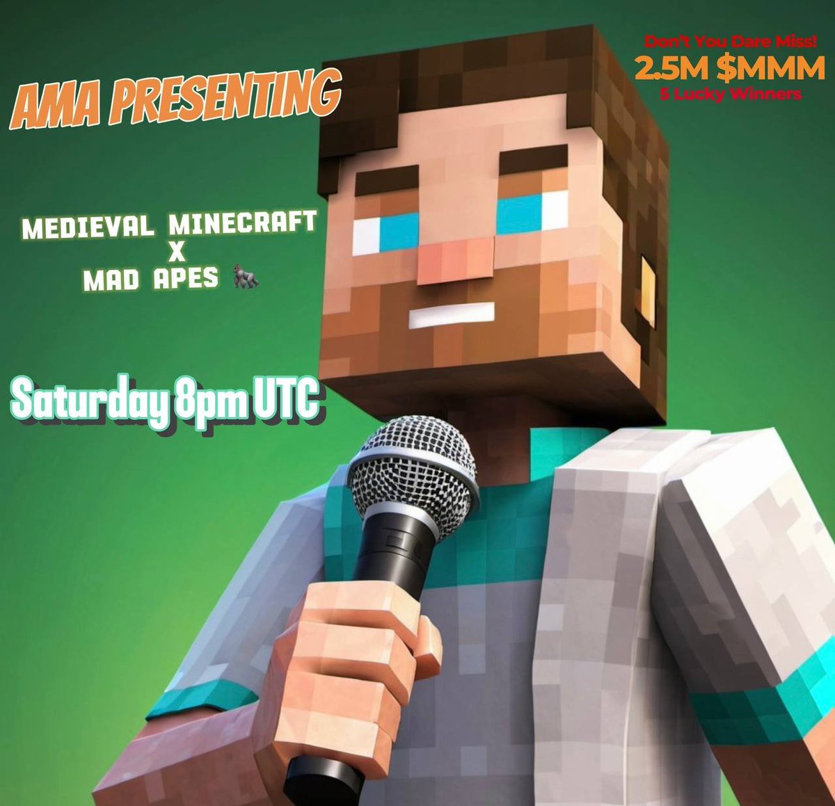 🚨 HEAR YE HEAR YE $MMM PEASANTS 🚨

tomorrow we're raiding <a href="/madapescall/">MadApes</a> telegram at 8PM UTC for an AMA 🗣️ w/ the big dawg 🦍 

t.me/mad_apes_call

what's cooking:

・medieval alpha straight from the castle archives
・2.5M treasure chest (5 lucky villagers gonna W)
・pixel