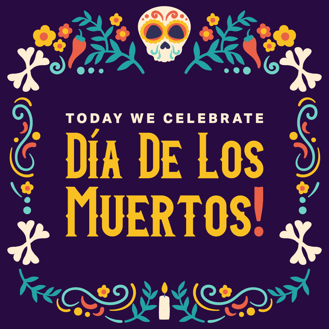 Today, we celebrate Día de los Muertos! It's a beautiful tradition in Mexico and Latin America, honoring the deceased with joy and vibrant rituals. It's a celebration of life and remembrance! #DiaDeLosMuertos