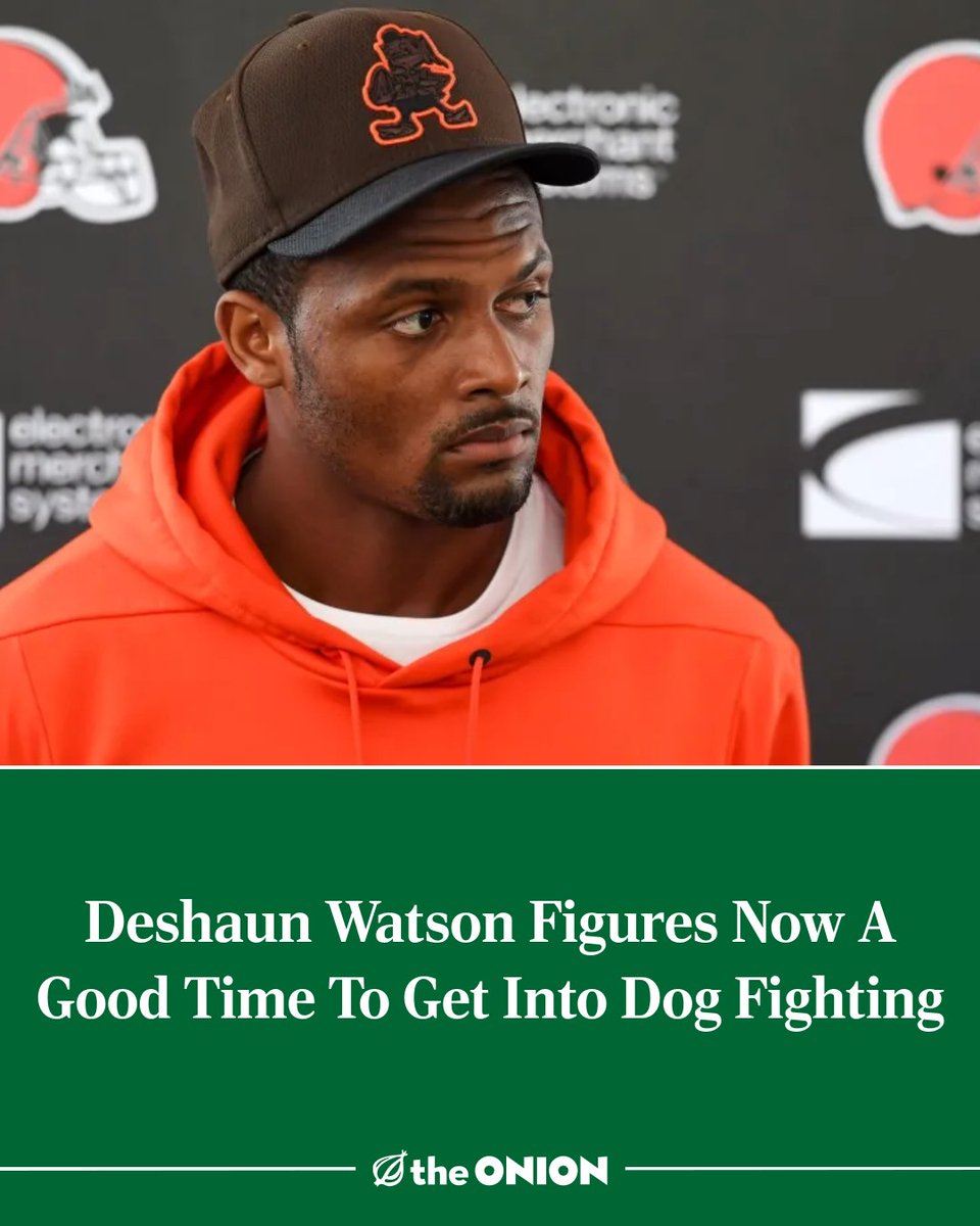 TheOnion's tweet photo. Deshaun Watson Figures Now A Good Time To Get Into Dog Fighting
https://t.co/bjSlFvWifU https://t.co/ppW6mc9cpu
