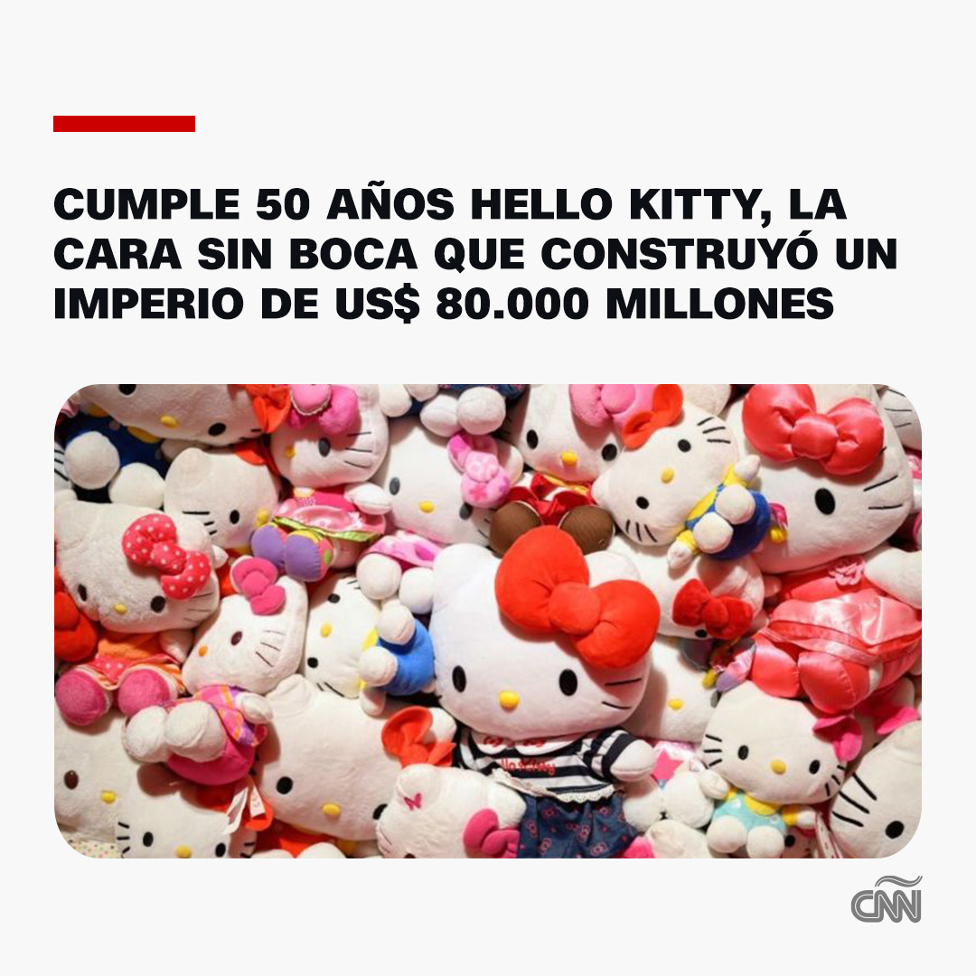 CNNEE's tweet photo. Se cumple medio siglo desde que la empresa japonesa de comercialización Sanrio creara la primera versión de Kitty White, o #HelloKitty, una alegre niña felina (no un gato, como su creador reveló polémicamente en 2014). 

🔗 Conoce su historia aquí: https://t.co/tKCnXGCAeE https://t.co/JvrzvpZ6el