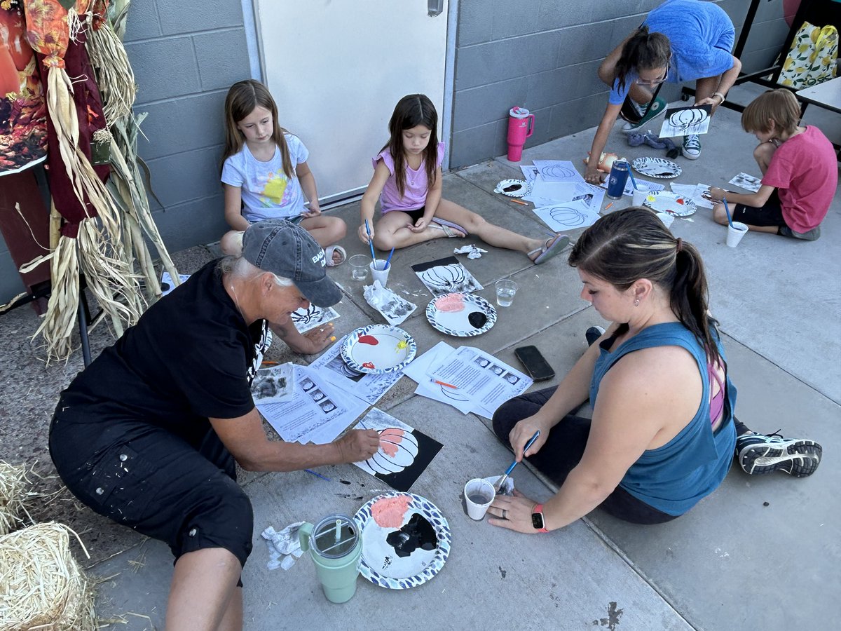 Check out these snapshots from Chaparral Elementary School's Family Paint Night! 🎨🍂 This free event, hosted by their amazing PTO, guided families in creating a beautiful fall scene together.