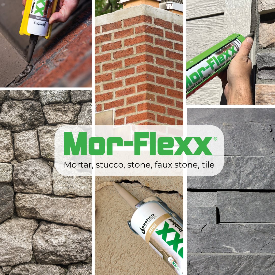 Mor-Flexx is our handy alternative to mixing mortar. Traditional mortar can crack with movement, but Mor-Flexx remains flexible, making it ideal for areas that expand and contract. It's versatile enough for use on brick, stucco, stone, and more.