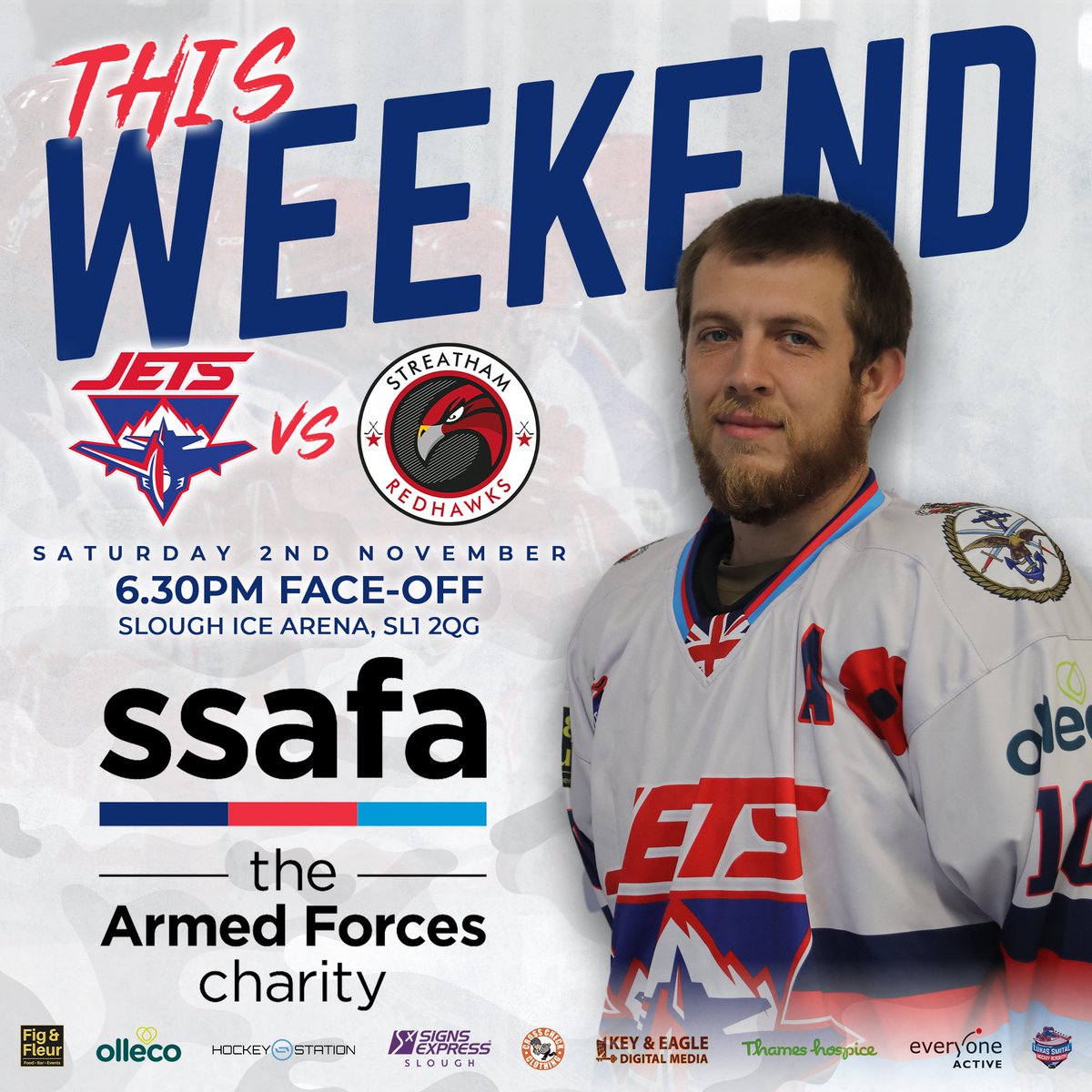 𝗪𝗘𝗘𝗞𝗘𝗡𝗗 𝗣𝗥𝗘𝗩𝗜𝗘𝗪 - 𝗥𝗘𝗗𝗛𝗔𝗪𝗞𝗦

It's Armed Forces Night at the Hangar this Saturday as the Jets face the Streatham Redhawks in what is set to be a very exciting game! 🏒

Don't miss out, get your tickets now!👇
🎟️ buytickets.at/sloughjets