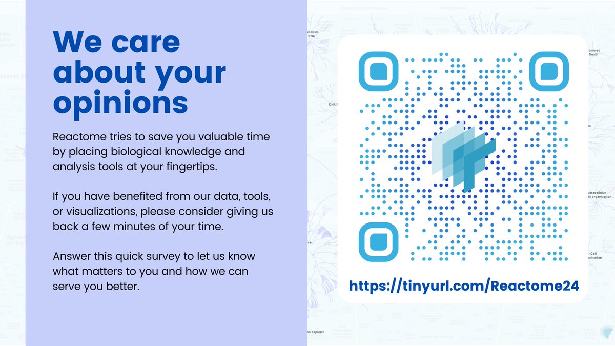 Let's play 20 questions!

If Reactome has touched your work or helped you save valuable time, please consider giving us 5 minutes of your time through our user survey, reachable at our home page, or at the following link: docs.google.com/forms/d/e/1FAI… 
#openscience #pathway #biology
