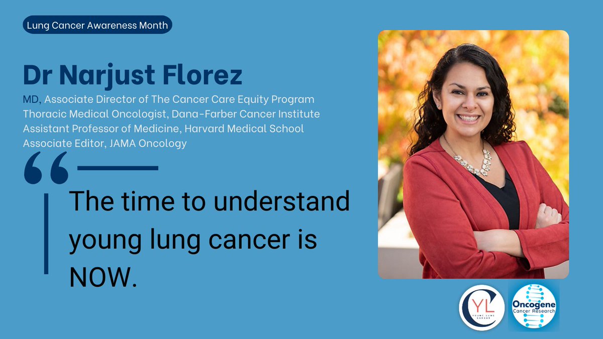 Young Lung Cancer Initiative (@younglungcancer) on Twitter photo More young people are being diagnosed w #lungcancer each year. These people face unique challenges: delayed diagnosis, financial toxicity, fertility, & sexual health + more. It's why Dr <a href="/NarjustFlorezMD/">Narjust Florez, MD, FASCO</a> believes in research. Support the need for more research this #LCAM 🩶 More young people are being diagnosed w #lungcancer each year. These people face unique challenges: delayed diagnosis, financial toxicity, fertility, & sexual health + more. It's why Dr <a href="/NarjustFlorezMD/">Narjust Florez, MD, FASCO</a> believes in research. Support the need for more research this #LCAM 🩶