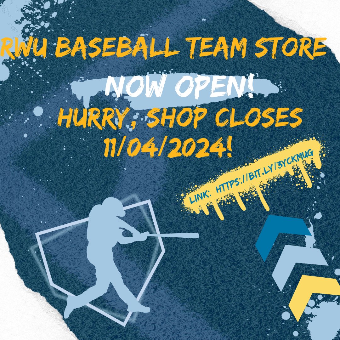 RWU Baseball Team Store is NOW OPEN! 🦅⚾️ Grab your gear and rep the Hawks! 
🛒 Shop here: [bit.ly/3YaXn1i] 
🗓 Closes soon! #RWUBaseball