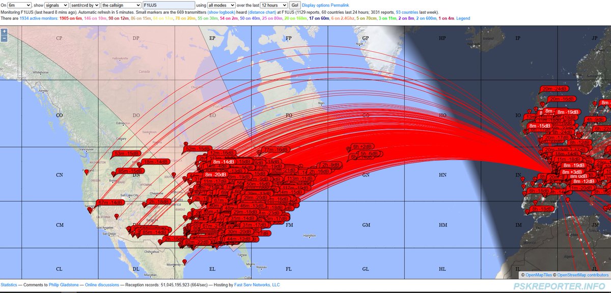 f1ujs's tweet image. Not a bad day on 6m #magicband Pretty F2 opening with 70 QSO to NA  so far ! 1 new #WAS  - ID - Missed OR !   #hamradio