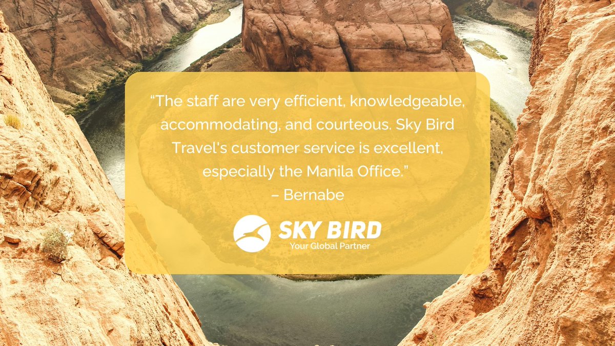 SkyBirdTravel's tweet image. Discover what Sky Bird’s valued clients have to say about their booking experience on our social media and homepage!

If you want to be featured next, then leave a review on Facebook, Google, or SkyBirdTravel.com!

#SkyBird #SkyBirdTravel #WINGS #Testimonial #Review
